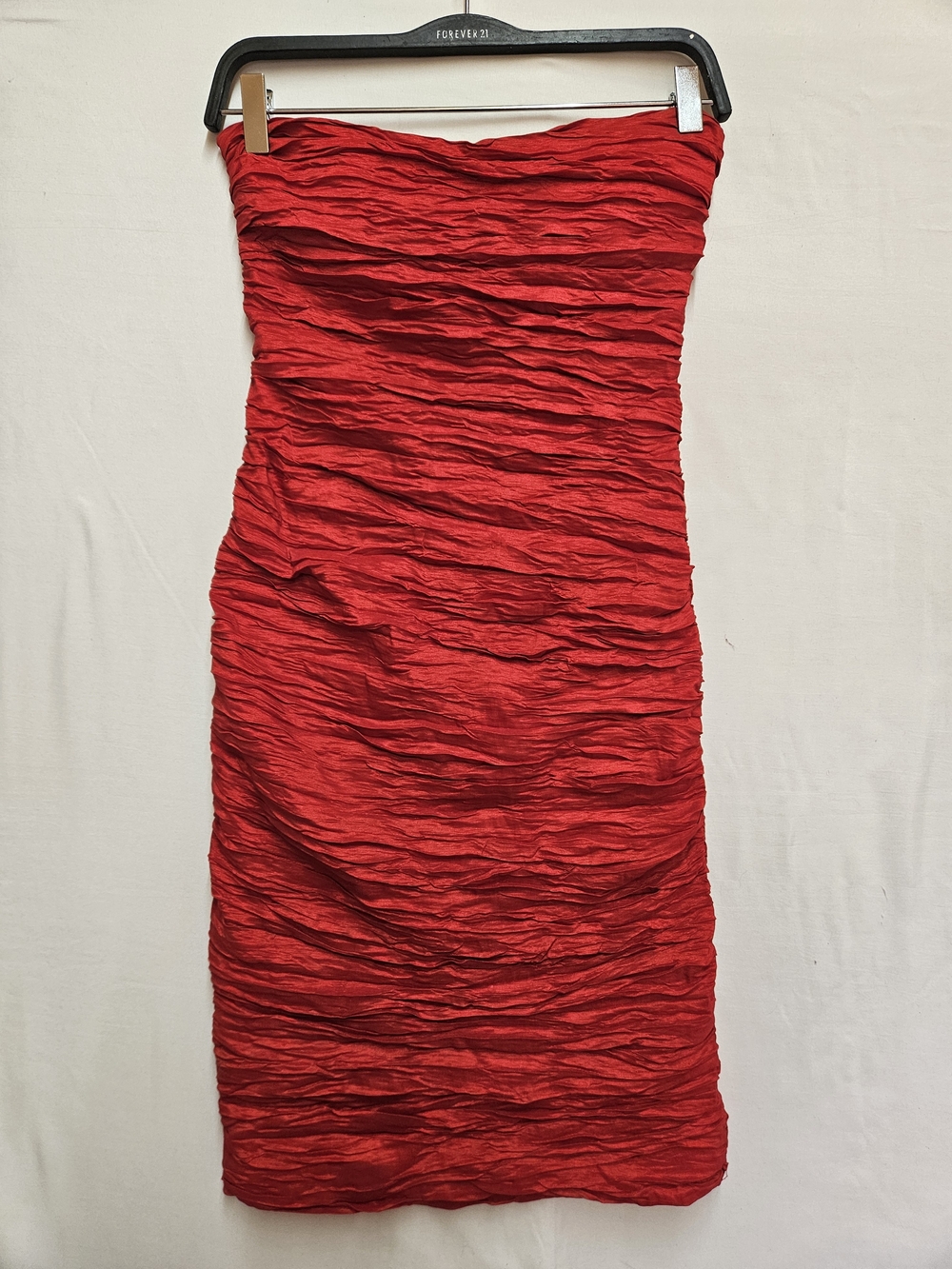 Strapless Red Ruched Bodycon Dress